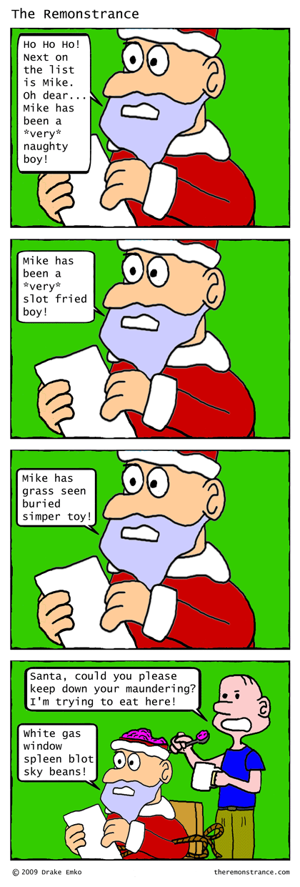 Santa Ponders His List - The Remonstrance comic for 2009-12-21. Word of the day: maunder