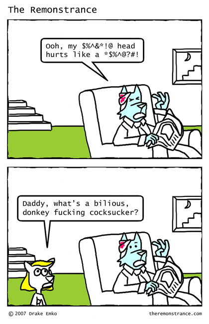 Hector is a Bad Dad - The Remonstrance comic for 2007-02-19. Word of the day: bilious