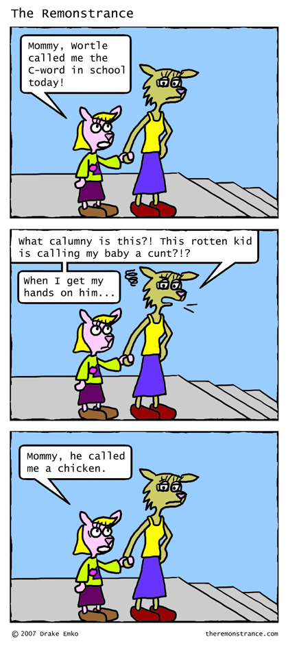 Wortle Calls Celeste Something Naughty - The Remonstrance comic for 2007-08-06. Word of the day: calumny