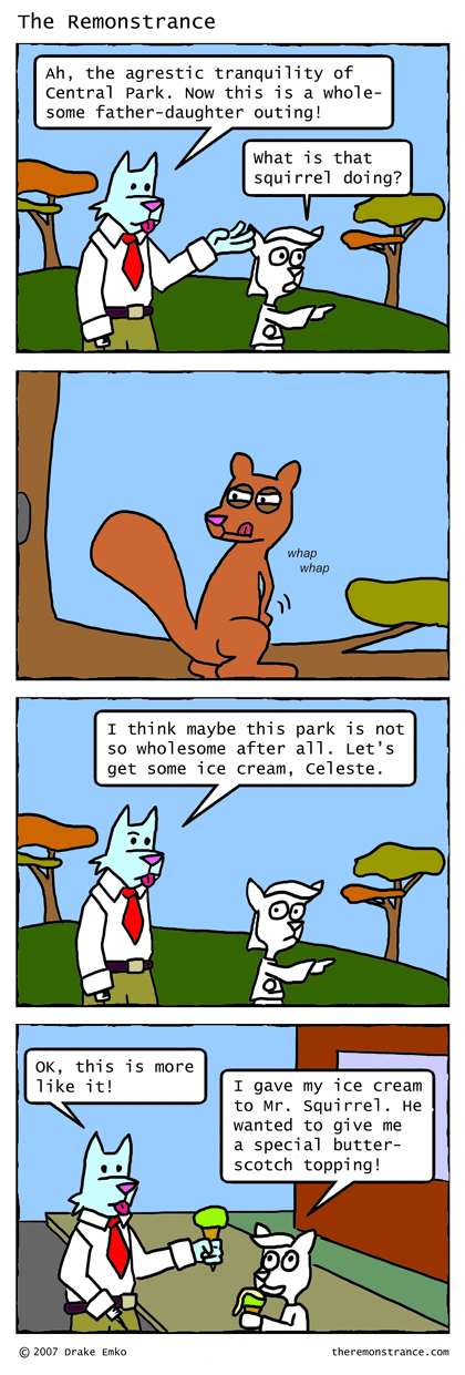 Watch Out for Squirrels - The Remonstrance comic for 2007-09-24. Word of the day: agrestic