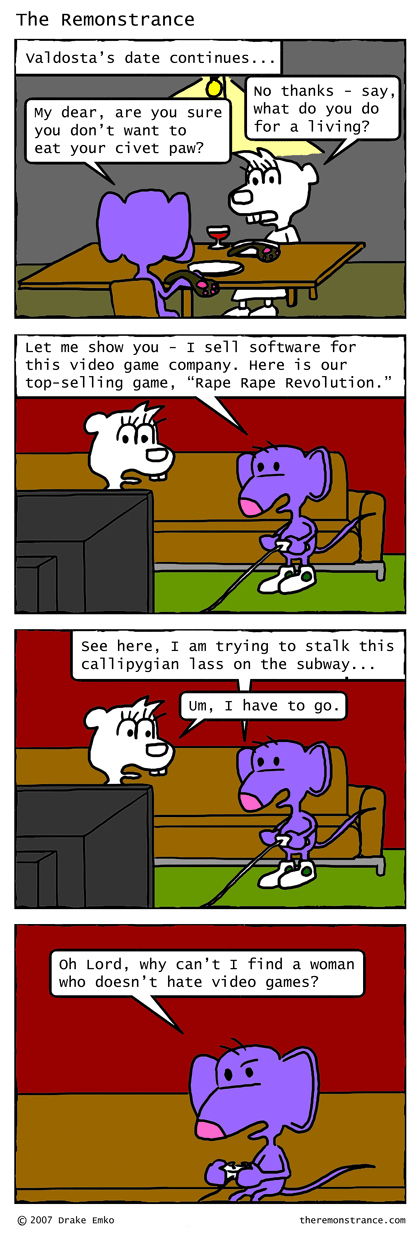 The Date Concludes - The Remonstrance comic for 2007-11-12. Word of the day: callipygian