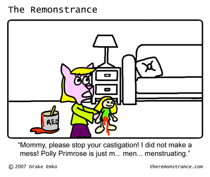 Celeste Upgrades Her Doll - The Remonstrance comic for 2007-11-26. Word of the day: castigation