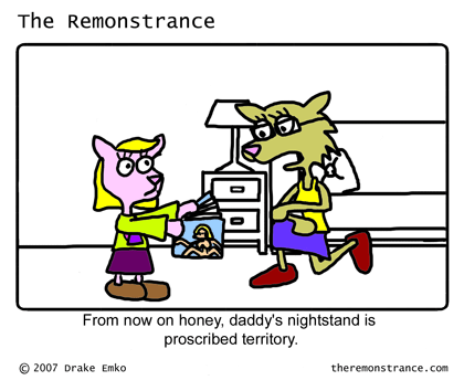 Celeste Finds a Curiosity - The Remonstrance comic for 2007-12-25. Word of the day: proscribed